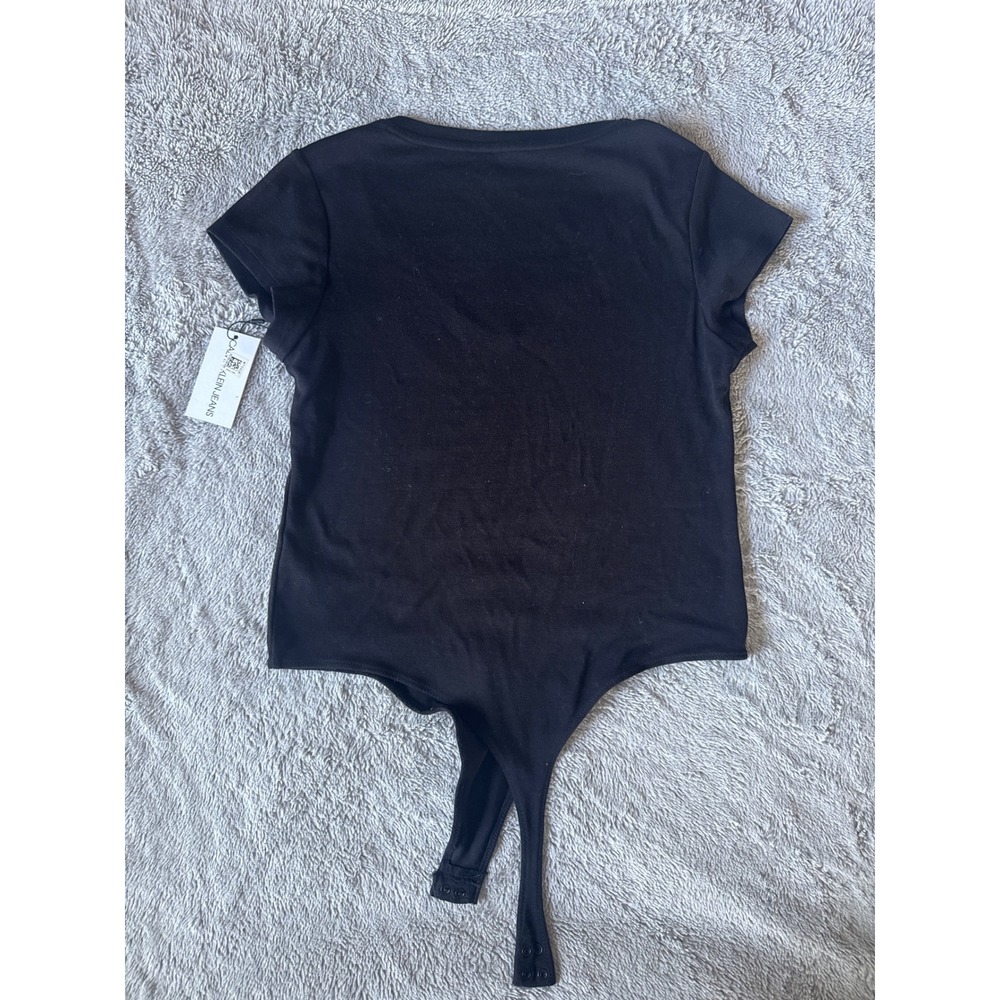 Calvin Klein Jeans Womens Black V-Neck Short Sleeve Logo Bodysuit XL NWT - Picture 5 of 5